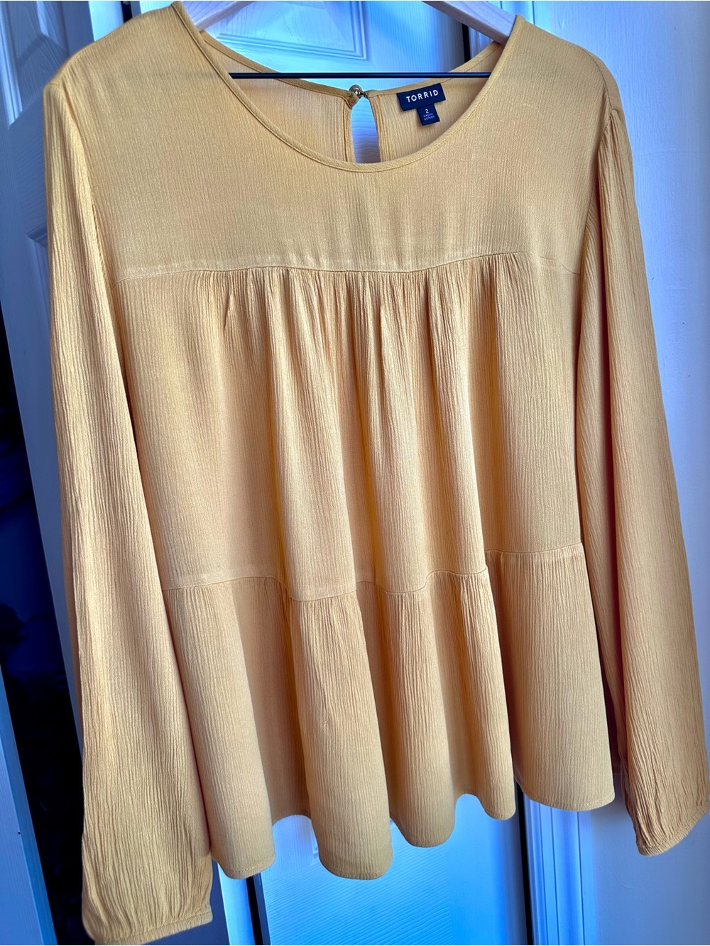 torrid Mustard Yellow Tiered Long-Sleeve Blouse